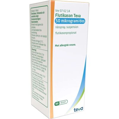 Flutikason Teva nässpray 50 µg/dos 60 doser Flutikason Teva nässpray 50 µg/dos 60 doser