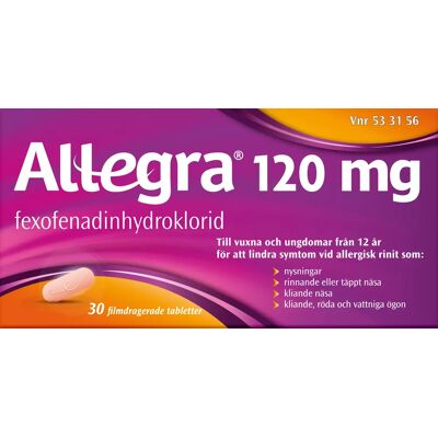 Allegra filmdragerad tablett 120 mg 30 st Allegra filmdragerad tablett 120 mg 30 st