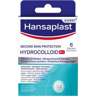 Hansaplast Second Skin Protection Hydrocolloid M/L Regular 6 st Hansaplast Second Skin Protection Hydrocolloid M/L Regular 6 st