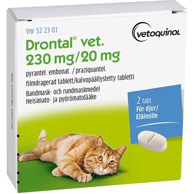 Drontal vet. filmdragerad tablett 230 mg/20 mg 2 st Drontal vet. filmdragerad tablett 230 mg/20 mg 2 st