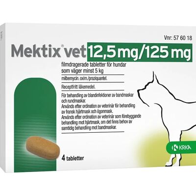 Mektix vet Filmdragerad tablett 12,5mg/125mg Blister, 4tabletter Mektix vet Filmdragerad tablett 12,5mg/125mg Blister, 4tabletter