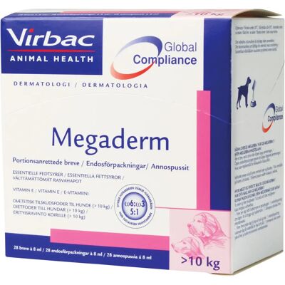 Virbac Megaderm - Hud- och pästöd för hundar - 28 påsar Virbac Megaderm - Hud- och pästöd för hundar - 28 påsar