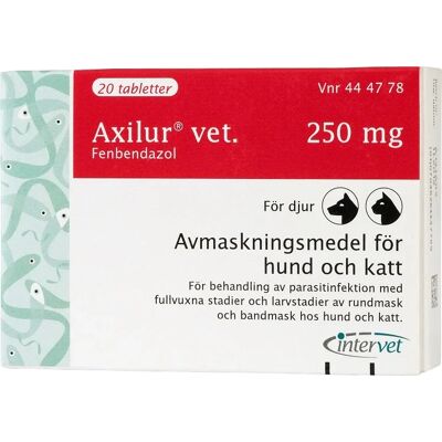 Axilur vet. tablett för hund och katt 250 mg 20 st Axilur vet. tablett för hund och katt 250 mg 20 st