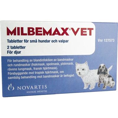Milbemax vet. för små hundar och valpar tablett 2 st Milbemax vet. för små hundar och valpar tablett 2 st