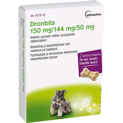 Dronbits tablett 150 mg/144 mg/50 mg 2 st Dronbits tablett 150 mg/144 mg/50 mg 2 st