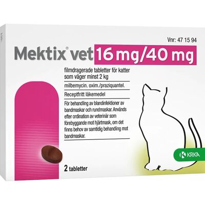 Mektix vet Filmdragerad tablett 16mg/40mg Blister, 2st Mektix vet Filmdragerad tablett 16mg/40mg Blister, 2st