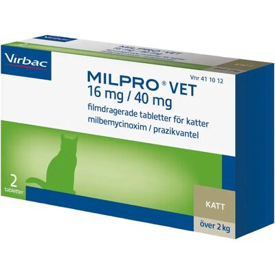 Milpro vet tabletter för katter (>2 kg) 2 tabletter Milpro vet tabletter för katter (>2 kg) 2 tabletter
