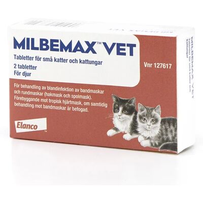 Milbemax vet. för små katter och kattungar tablett 2 st Milbemax vet. för små katter och kattungar tablett 2 st