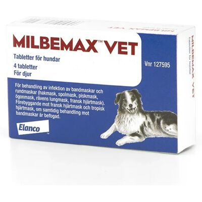 Milbemax vet. för hund tablett 4 st Milbemax vet. för hund tablett 4 st