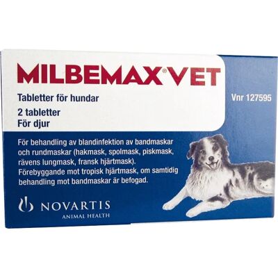 Milbemax vet. för hund tablett 2 st Milbemax vet. för hund tablett 2 st