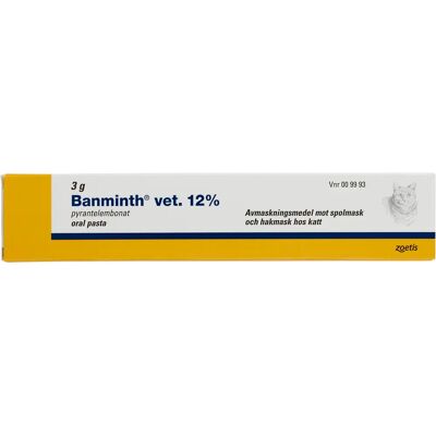 Banminth vet. Oral pasta förfylld dosspruta 12% katt 3g Banminth vet. Oral pasta förfylld dosspruta 12% katt 3g