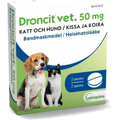 Droncit vet. tablett 50 mg 2 st Droncit vet. tablett 50 mg 2 st