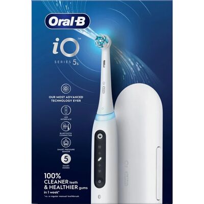 Oral-B iO5 Eltandborste Vit, 1 Borsthuvud + Resefodral Oral-B iO5 Eltandborste Vit, 1 Borsthuvud + Resefodral