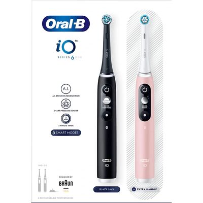 Oral-B iO6 Eltandborste Duo Svart & Rosé, 2 Borsthuvuden Oral-B iO6 Eltandborste Duo Svart & Rosé, 2 Borsthuvuden