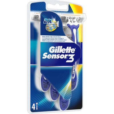 Gillette Sensor 3 4P Engångshyvel för män Gillette Sensor 3 4P Engångshyvel för män