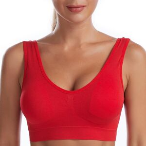 singwing Sexig dam BH Plus Size Sömlös Andas BH Tråd Gratis Bralette Underkläder Bekväm Active Vadderad BH Crop Top 4XL röd