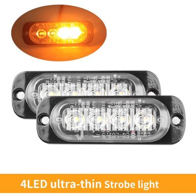 YJMP Auto Parts 4 led stroboskop sidovarningsljus stroboskop galler blinkande ljusbalk Bil lastbil Fyrlampa bärnsten gul vit trafikljus 12V - 24V 2 PCS YJMP Auto Parts 4 led stroboskop sidovarningsljus stroboskop galler blinkande ljusbalk Bil lastbil Fyrlampa bärnsten gul vit trafikljus 12V - 24V 2 PCS