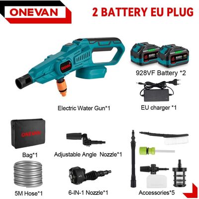 ONEVAN 3500W 200Bar borstlös elektrisk högtryckstvätt Biltvätt Vattenpistol Trädgårdsbevattningsverktyg för Makita 18V batteri 2 Battery 928VF set ONEVAN 3500W 200Bar borstlös elektrisk högtryckstvätt Biltvätt Vattenpistol Trädgårdsbevattningsverktyg för Makita 18V batteri 2 Battery 928VF set