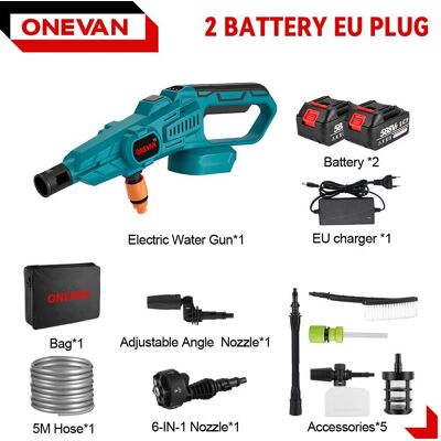 ONEVAN 3500W 200Bar borstlös elektrisk högtryckstvätt Biltvätt Vattenpistol Trädgårdsbevattningsverktyg för Makita 18V batteri 2 Battery Set ONEVAN 3500W 200Bar borstlös elektrisk högtryckstvätt Biltvätt Vattenpistol Trädgårdsbevattningsverktyg för Makita 18V batteri 2 Battery Set