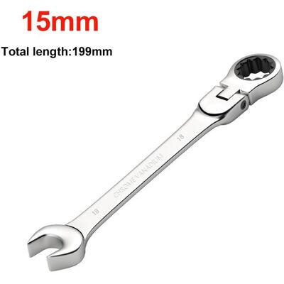 YJSTY 1st Universal 72-tands spärrnyckel med dubbla syften, justerbar huvudöppning Plum Blossom sparar ansträngning Snabbnyckel 15mm silver YJSTY 1st Universal 72-tands spärrnyckel med dubbla syften, justerbar huvudöppning Plum Blossom sparar ansträngning Snabbnyckel 15mm silver