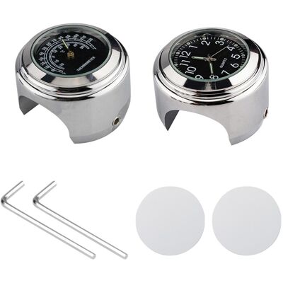 Automobile and motorcycle supplies Universal motorcykelstyre klocka Cykeltermometer Vattentät ersättning för motorcyklar black dial clock&temp silver Automobile and motorcycle supplies Universal motorcykelstyre klocka Cykeltermometer Vattentät ersättning för motorcyklar black dial clock&temp silver