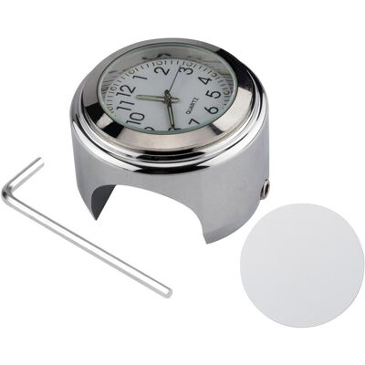 Automobile and motorcycle supplies Universal motorcykelstyre klocka Cykeltermometer Vattentät ersättning för motorcyklar white dial clock silver Automobile and motorcycle supplies Universal motorcykelstyre klocka Cykeltermometer Vattentät ersättning för motorcyklar white dial clock silver