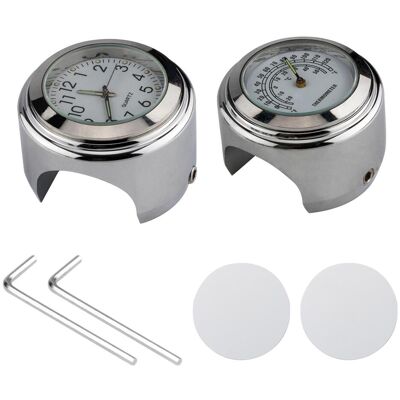 Automobile and motorcycle supplies Universal motorcykelstyre klocka Cykeltermometer Vattentät ersättning för motorcyklar white dial clock&temp silver Automobile and motorcycle supplies Universal motorcykelstyre klocka Cykeltermometer Vattentät ersättning för motorcyklar white dial clock&temp silver