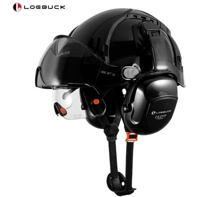 LOEBUCK Security Protection LOEBUCK Skyddshjälm Med Visir Utrustad med interna och externa solskyddsglasögon och bullerdämpande skydd Hörselkåpor Arbete på Höjd Abs svart LOEBUCK Security Protection LOEBUCK Skyddshjälm Med Visir Utrustad med interna och externa solskyddsglasögon och bullerdämpande skydd Hörselkåpor Arbete på Höjd Abs svart