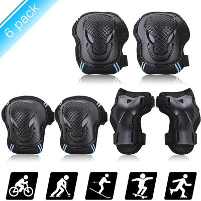 Igeteck Knäskyddssats 6 skyddssats Knäskydd Armbågsskydd Handledsskydd Skyddsutrustning Säkerhet L svart/blå Igeteck Knäskyddssats 6 skyddssats Knäskydd Armbågsskydd Handledsskydd Skyddsutrustning Säkerhet L svart/blå