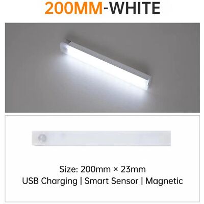 YJMP Super Lighting LED Nattljus 10/20/30/50CM Rörelsesensor USB Uppladdningsbar Ultratunn trådlös garderob Köksskåp Nattlampa 200mm vit YJMP Super Lighting LED Nattljus 10/20/30/50CM Rörelsesensor USB Uppladdningsbar Ultratunn trådlös garderob Köksskåp Nattlampa 200mm vit