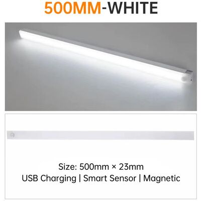 YJMP Super Lighting LED Nattljus 10/20/30/50CM Rörelsesensor USB Uppladdningsbar Ultratunn trådlös garderob Köksskåp Nattlampa 500mm vit YJMP Super Lighting LED Nattljus 10/20/30/50CM Rörelsesensor USB Uppladdningsbar Ultratunn trådlös garderob Köksskåp Nattlampa 500mm vit