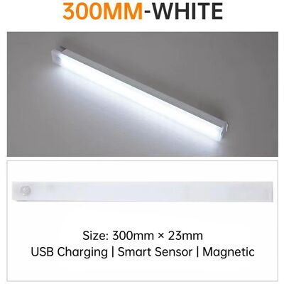 YJMP Super Lighting LED Nattljus 10/20/30/50CM Rörelsesensor USB Uppladdningsbar Ultratunn trådlös garderob Köksskåp Nattlampa 300mm vit YJMP Super Lighting LED Nattljus 10/20/30/50CM Rörelsesensor USB Uppladdningsbar Ultratunn trådlös garderob Köksskåp Nattlampa 300mm vit