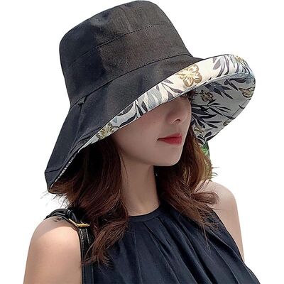yuyongzhi Sommarhatt med bred brättad bomull Kvinnor Packbar Vändbar blommig buckethatt UV-solskydd Bred brättad sommarstrandmössa Dubbelsidig Floppy Solhattar svart yuyongzhi Sommarhatt med bred brättad bomull Kvinnor Packbar Vändbar blommig buckethatt UV-solskydd Bred brättad sommarstrandmössa Dubbelsidig Floppy Solhattar svart