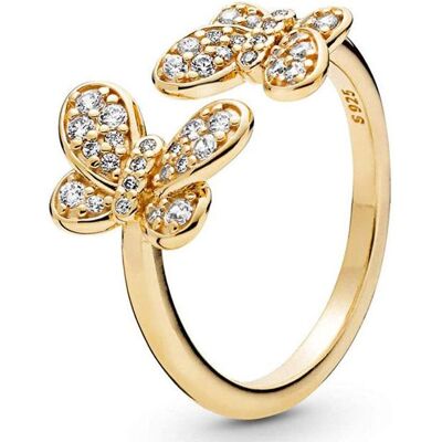 POMOiii 925 Sterling Silver Ring Butterfly Infinity Stones Peach Blossom Logo Stapling Triple Band Ring För Kvinnor Present Mode Smycken 8 POMOiii 925 Sterling Silver Ring Butterfly Infinity Stones Peach Blossom Logo Stapling Triple Band Ring För Kvinnor Present Mode Smycken 8