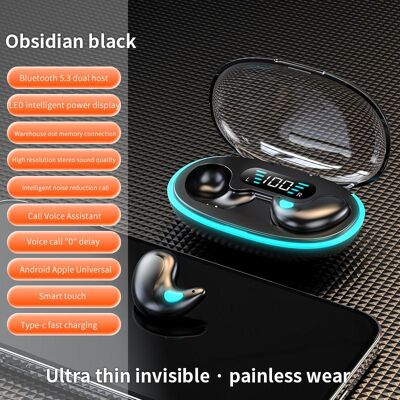 Kebidumei Invisible Sleep Trådlösa hörlurar Mini Bluetooth 5.3 Headset Dolda hörsnäckor med laddningsfodral Brusreducering HiFi Stereo Hörlurar svart Kebidumei Invisible Sleep Trådlösa hörlurar Mini Bluetooth 5.3 Headset Dolda hörsnäckor med laddningsfodral Brusreducering HiFi Stereo Hörlurar svart
