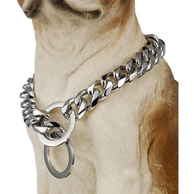 Yiran Furniture 15MM rostfritt stål hundhalsband guldkedja Lyx kubansk länk Hållbar träningskedja för stora hundar Doberman Pitbull Rottweiler 24inch (61cm) -15MM silver Yiran Furniture 15MM rostfritt stål hundhalsband guldkedja Lyx kubansk länk Hållbar träningskedja för stora hundar Doberman Pitbull Rottweiler 24inch (61cm) -15MM silver