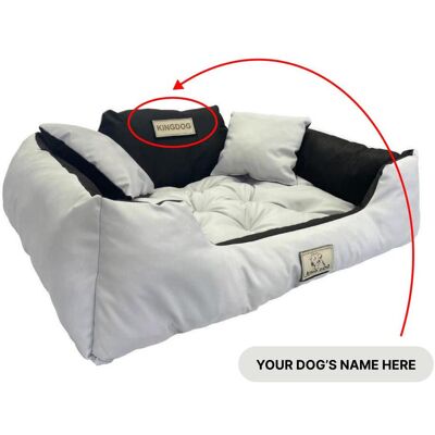 LEGOWISKA PERSONALIZACJA KINGDOG hundsäng med HUNDENS NAMN, vattentät, slitstark, SML XL XXL 3XL 3XL - 145x115 cm ljusgrå färg LEGOWISKA PERSONALIZACJA KINGDOG hundsäng med HUNDENS NAMN, vattentät, slitstark, SML XL XXL 3XL 3XL - 145x115 cm ljusgrå färg