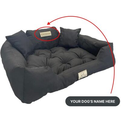 LEGOWISKA PERSONALIZACJA KINGDOG hundsäng med HUNDENS NAMN, vattentät, slitstark, SML XL XXL 3XL M - 75x65 cm svart LEGOWISKA PERSONALIZACJA KINGDOG hundsäng med HUNDENS NAMN, vattentät, slitstark, SML XL XXL 3XL M - 75x65 cm svart