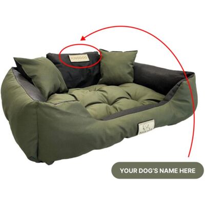 LEGOWISKA PERSONALIZACJA KINGDOG hundsäng med HUNDENS NAMN, vattentät, slitstark, SML XL XXL 3XL XXL - 130x105 cm armégrön färg LEGOWISKA PERSONALIZACJA KINGDOG hundsäng med HUNDENS NAMN, vattentät, slitstark, SML XL XXL 3XL XXL - 130x105 cm armégrön färg