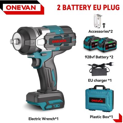 ONEVAN 2800N.M 2800W borstlös elektrisk slagnyckel 1/2 tum sladdlös slagnyckel Skruvmejselverktyg för Makita 18V batteri 2*928VF Set A ONEVAN 2800N.M 2800W borstlös elektrisk slagnyckel 1/2 tum sladdlös slagnyckel Skruvmejselverktyg för Makita 18V batteri 2*928VF Set A