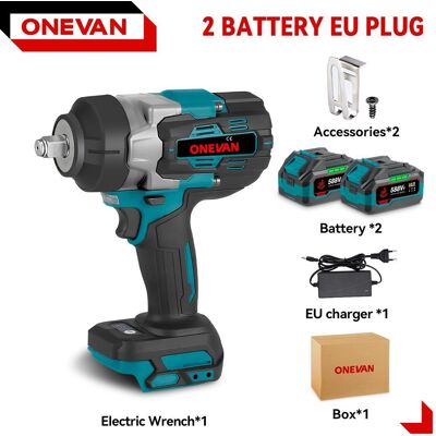 ONEVAN 2800N.M 2800W borstlös elektrisk slagnyckel 1/2 tum sladdlös slagnyckel Skruvmejselverktyg för Makita 18V batteri 2 Battery Set A ONEVAN 2800N.M 2800W borstlös elektrisk slagnyckel 1/2 tum sladdlös slagnyckel Skruvmejselverktyg för Makita 18V batteri 2 Battery Set A
