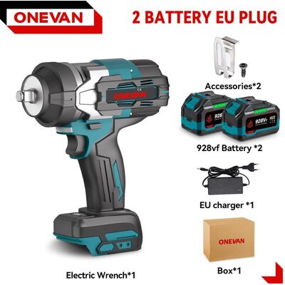 ONEVAN 2800N.M 2800W borstlös elektrisk slagnyckel 1/2 tum sladdlös slagnyckel Skruvmejselverktyg för Makita 18V batteri 2*928VF Set B ONEVAN 2800N.M 2800W borstlös elektrisk slagnyckel 1/2 tum sladdlös slagnyckel Skruvmejselverktyg för Makita 18V batteri 2*928VF Set B