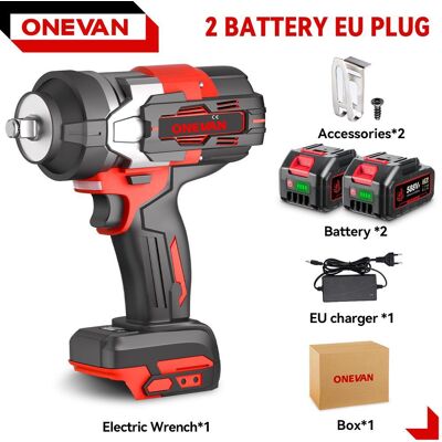 ONEVAN Borstlös 2800N.M Elektrisk Slagskruvdragare 2800W 1/2 Tum Sladdlös Momentnyckel Skruvmejsel Elverktyg För Makita 18V Batteri 2 Battery Set A ONEVAN Borstlös 2800N.M Elektrisk Slagskruvdragare 2800W 1/2 Tum Sladdlös Momentnyckel Skruvmejsel Elverktyg För Makita 18V Batteri 2 Battery Set A
