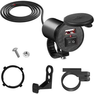 YJMP Auto Parts PD+QC3.0 Motorcykel USB Snabbladdare 60W Styre Dubbel USB-uttag med strömbrytare Voltmeter Vattentät 12V nätadapter Single USB port gray YJMP Auto Parts PD+QC3.0 Motorcykel USB Snabbladdare 60W Styre Dubbel USB-uttag med strömbrytare Voltmeter Vattentät 12V nätadapter Single USB port gray