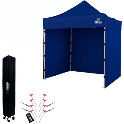 BRIMO Hopfällbar Paviljong 2x2 M Stål Proffsigt Stöd Reses På 45 S. - Med 3 Väggar - Blå Polyester BRIMO Hopfällbar Paviljong 2x2 M Stål Proffsigt Stöd Reses På 45 S. - Med 3 Väggar - Blå Polyester