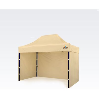BRIMO Snabbt Hopfällbart Tält 2x3 M (3 Väggar): Stålstyrka För Marknadssäljare - Med 3 Väggar - Beige Polyester BRIMO Snabbt Hopfällbart Tält 2x3 M (3 Väggar): Stålstyrka För Marknadssäljare - Med 3 Väggar - Beige Polyester