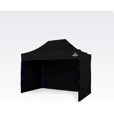 BRIMO Snabbt Hopfällbart Tält 2x3 M (3 Väggar): Stålstyrka För Marknadssäljare - Med 3 Väggar - Svart Polyester BRIMO Snabbt Hopfällbart Tält 2x3 M (3 Väggar): Stålstyrka För Marknadssäljare - Med 3 Väggar - Svart Polyester