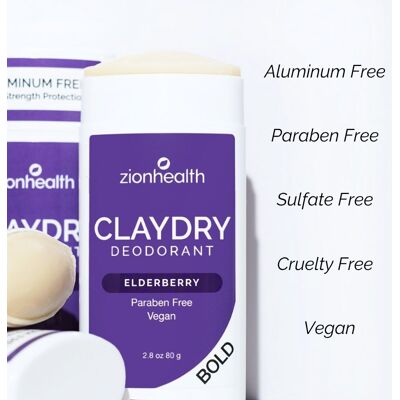 zionhealth - Bio Claydry deodorant - Elderberry zionhealth - Bio Claydry deodorant - Elderberry
