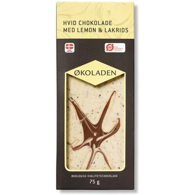 ØKOLADEN - Ekologisk vit choklad - Citron & Lakrits ØKOLADEN - Ekologisk vit choklad - Citron & Lakrits