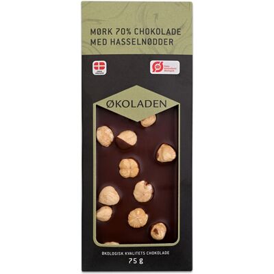 ØKOLADEN - Ekologisk mörk 70% choklad - hasselnötter ØKOLADEN - Ekologisk mörk 70% choklad - hasselnötter